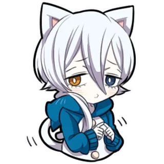 😔 anime, chibi, cat, cute, sticker, manga telegram sticker