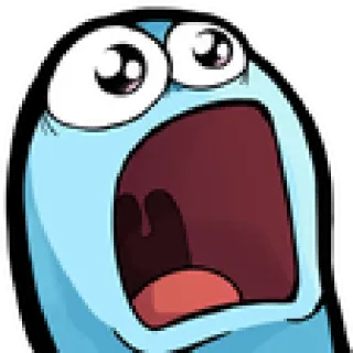 😦 cartoon, shocked, blue, mouth open, eyes wide, surprised telegram sticker
