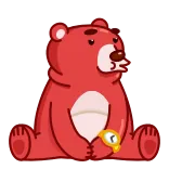 😒 red bear, cartoon, sticker, bear, animal telegram sticker