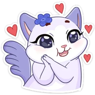 😍 chat, autocollant, mignon, dessin animé, animal, coeur, amour, kawaii whatsapp sticker