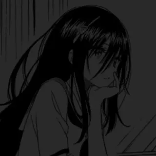 🖤 anime, garota, triste, mangá, estudante telegram sticker