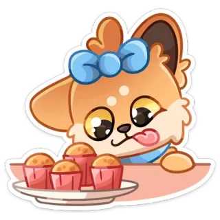 😛 mignon, animal, chien, cupcakes, nourriture, sucré, dessert telegram sticker