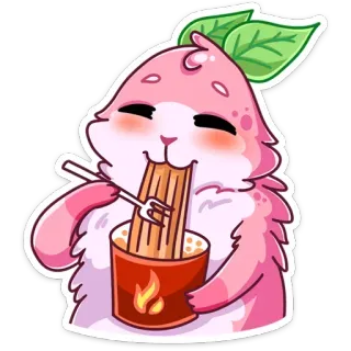 🍜 น่ารัก, คาวาอิ, สัตว์, ราเม็ง, อาหาร, สติกเกอร์ telegram sticker