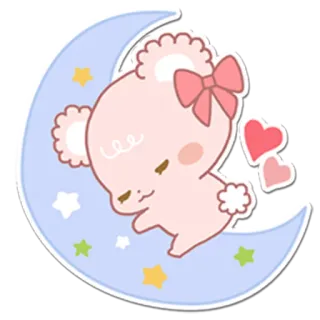 😴 kawaii, urso, lua, corações, fofo, pastel telegram sticker