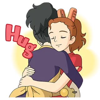 ❤ Hug 포옹, 사랑, 애정, 만화, 커플, 애니메이션 telegram sticker