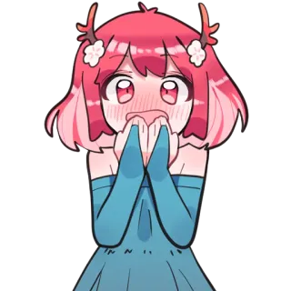 😳 аниме девушка, краснеет, милый, мультфильм, наклейка whatsapp sticker