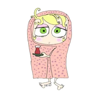 ☕ cartoon, tea, blanket, cute, illustration telegram sticker