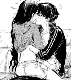 🥢 Anime, Beijo, Casal, Amor, Romance, Ilustração whatsapp sticker