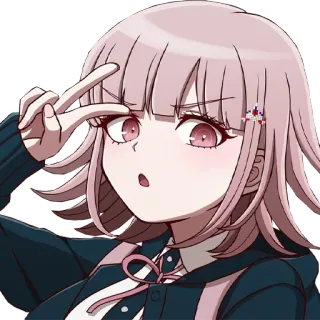 ✌️ Chiaki Nanami Danganronpa anime, video game, character, cute, pink hair telegram sticker