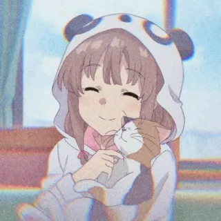 💖 Anime, Fille, Panda, Chat, Mignon, Kawaii telegram sticker