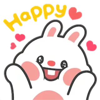 😍 Happy happy, bunny, cute, hearts, cartoon whatsapp sticker