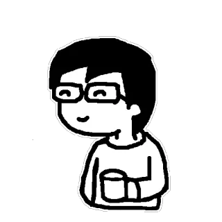 ☕️ Cartoon, Person, Brille, Lächeln, Schwarzweiß whatsapp sticker