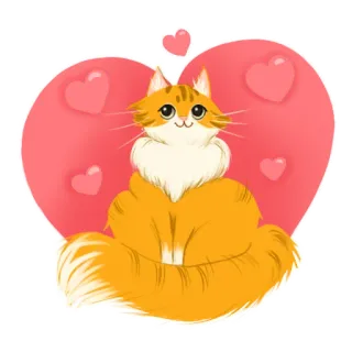 😻 猫, ハート, 愛, 動物, オレンジ, かわいい, ペット, 子猫 telegram sticker