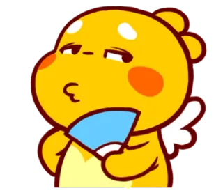 🌝 динозавр, мультфильм, милый, фанат, желтый, животное, выражение whatsapp sticker