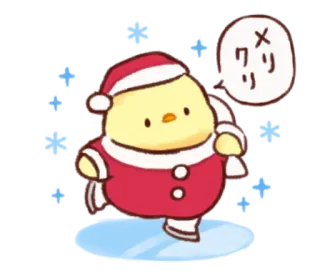 🐥 メリクリ christmas, winter, snowflakes, greeting, cute, chicken telegram sticker