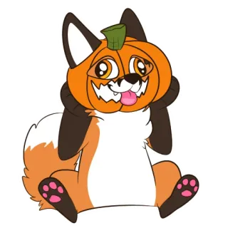 🎃 raposa, abóbora, animal, halloween, fofo, desenho animado whatsapp sticker