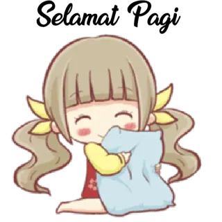 🌤 Mädchen, niedlich, kawaii, Umarmung, Chibi, Kissen, Anime telegram sticker