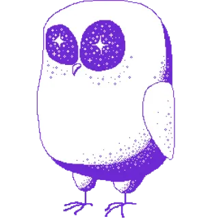 👀 burung hantu, binatang, burung, imut, ungu, berkilau, bintang telegram sticker