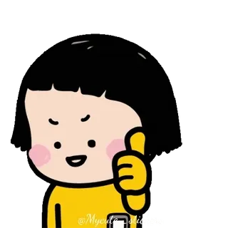 👧 dessin animé, mignon, pouce levé, illustration telegram sticker