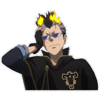 😒 Yami Sukehiro Black Clover anime, character, glasses, black clover, yami sukehiro telegram sticker