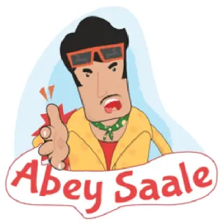 😠 Abey Saale insulto, offensivo, hindi, cartone animato, personaggio whatsapp sticker