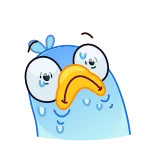😳 птица, мультфильм, синий, смешной, глупый, анимированный telegram sticker
