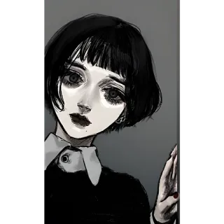 🫣 портрет, женщина, готика, искусство, иллюстрация, темный telegram sticker