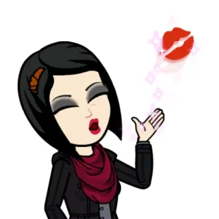 😘 Bitmoji, キス, 投げキッス, カートゥーン, アバター, 女性, 愛 telegram sticker
