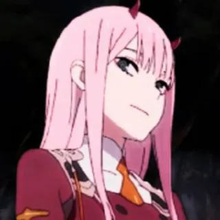 🍒 Zero Two Darling in the Franxx Anime, pinke Haare, Hörner, Zero Two, Darling in the Franxx telegram sticker