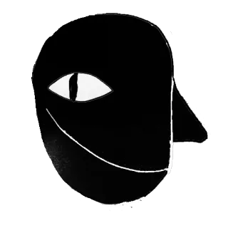 😬 abstract face, black and white, mask, eye, minimalist, creepy, graphic, art telegram sticker