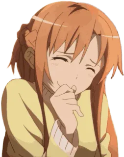 😂 Asuna Yuuki Sword Art Online anime, menina, desenho animado, fofa, sorrindo, rindo, chibi, kawaii telegram sticker