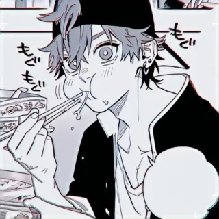 📰 もごもご anime, manga, eating, noodles, food, chopsticks telegram sticker