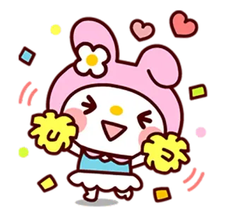 🌼 kawaii, mignon, lapin, animal, personnage, joyeux, rose telegram sticker