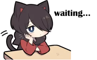 😐 cat, animal, neko, manga, cute, kawaii, anime telegram sticker