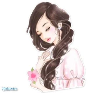 😊 @afavoice kobieta, dziewczyna, kwiat, sukienka, sztuka, ilustracja telegram sticker