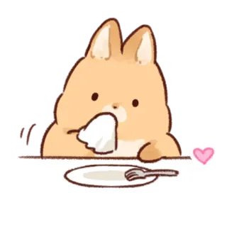 😋 rabbit, cute, bunny, eating, dinner, kawaii telegram sticker