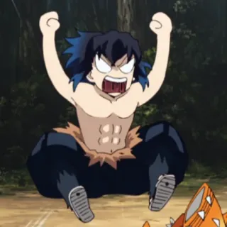 🏮 Inosuke Hashibira Demon Slayer Anime, Inosuke, Hashibira, Demon Slayer, Colère, Chibi whatsapp sticker
