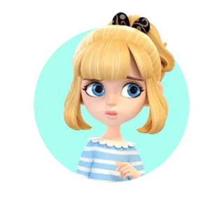 😐 мультфильм, девочка, блондинка, персонаж, голубые глаза, лента telegram sticker