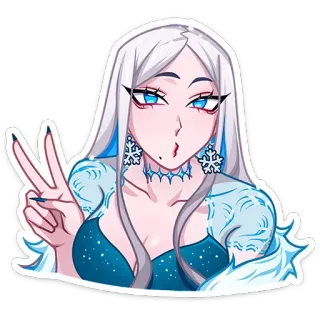 ✌ Anime, Dziewczyna, Płatek śniegu, Zima, Zimno telegram sticker