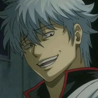 💣 Gintoki Sakata Gintama animé, manga, personnage, souriant, cheveux argentés telegram sticker