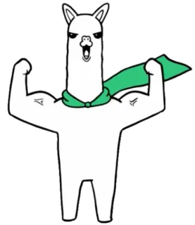 💪 лама, животное, мультфильм, смешной, мускулы, плащ whatsapp sticker