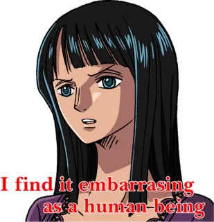 😒 Nico Robin One Piece I find it embarassing as a human-being 动漫, 海贼王, 角色, 妮可·罗宾 telegram sticker