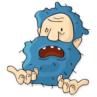 😧 Cartoon, Personage, Blauw haar, Baard, Geïllustreerd telegram sticker