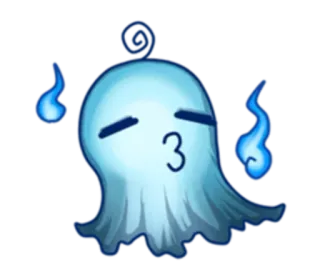 👻 geist, niedlich, cartoon, blau, geist, freundlich, kuss whatsapp sticker