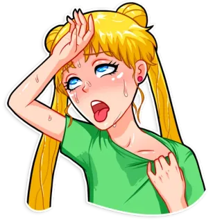 🥵 Sailor Moon anime, manga, cartoon, sweating, hot telegram sticker