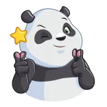 😉 Panda, Mignon, Cœur avec les doigts, Clin d'œil, Étoile, Kawaii whatsapp sticker