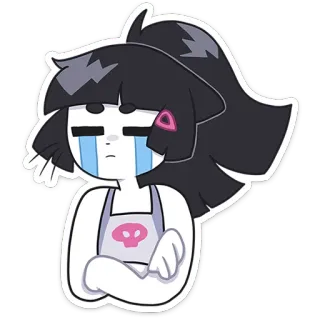 😭 pegatina, triste, llorando, dibujos animados, anime, chica, calavera telegram sticker