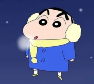 ❄️ Shin-chan Nohara Crayon Shin-chan อนิเมะ, ฤดูหนาว, หนาว, เด็ก, ผ้าพันคอ telegram sticker