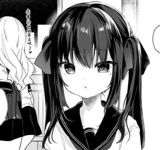 🖤 去一起喝奶茶吧～ Anime, Garota, Mangá, Estudante, Preto e branco telegram sticker