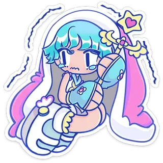 😢 sticker, anime, chibi, lindo, kawaii, pastel, fantasía telegram sticker
